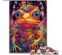 Puzzles pour Adultes 1000 pièces, Puzzle Grenouille Musicale psychédélique en Bois, Divertissement Relaxant, Cadeau de Noël idéal et décoration d'intérieur 1000 pièces(50x75cm)