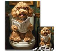 Puzzles pour Adultes 1000 pièces Puzzle Happy Goldendoodle Jeux éducatifs, avec Affiche et fiche de Questions-réponses pour Les 14 Ans et Plus 26x38cm