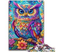 Puzzles pour Adultes 1000 pièces Puzzle Hibou coloré Jouets Jeux éducatifs Soulagement du Stress Décoration d'intérieur Unique et Cadeaux 26x38cm