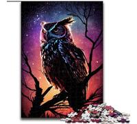 Puzzles pour Adultes 1000 pièces Puzzle Hibou Nuit en Carton, Jouets Cadeau Éducatif Intellectuel Décompressant Amusant Jeu Familial 1000 pièces(26x38cm)