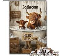 Puzzles pour Adultes 1000 pièces Puzzle Highland Cow, Jeux éducatifs, décoration d'intérieur, Convient pour la décoration de Bureau (Taille 50x75cm)