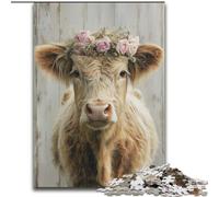 Puzzles pour Adultes 1000 pièces Puzzle Highland Cow Jouet éducatif intellectuel décompressant Convient aux Couples de 14 Ans et Plus 26x38cm