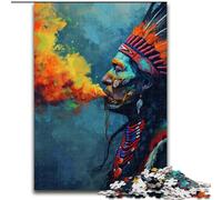 Puzzles pour Adultes 1000 pièces Puzzle Indiens d'Amérique en Carton, pour Les Anniversaires, Les Vacances, Les décorations de fête Spatiale 1000 pièces(26x38cm)