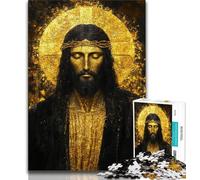 Puzzles pour Adultes 1000 pièces Puzzle Jésus doré, Jeu Familial Anti-Stress, défi Difficile, renforce l'amour Entre Couples (75x50cm)