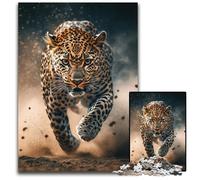 Puzzles pour Adultes 1000 pièces Puzzle Léopard en Cours d'exécution Puzzles en Carton Soirée de Jeux en Famille Amusante, œuvre d'art décorative à Faire soi-même 26x38cm