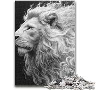 Puzzles pour Adultes 1000 pièces Puzzle Lion Blanc Soulagement du Stress Défi Difficile Améliorer l'amour Entre Les Couples 50x75cm