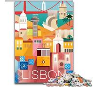 Puzzles pour Adultes 1000 pièces Puzzle Lisbonne Ville Portugal Art Cerveau Intelligence Défi Jouets addictifs Cadeau Amusant pour Les 14 Ans et Plus (38x26cm) 1000pcs