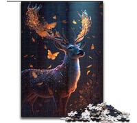 Puzzles pour Adultes 1000 pièces Puzzle Magique de rêve de cerf de Papillon en Carton, Divertissement Relaxant, Cadeau de Noël Parfait et décoration intérieure 1000 pièces(26x38cm)