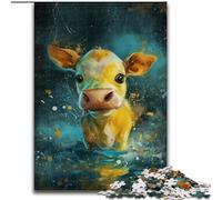 Puzzles pour Adultes 1000 pièces Puzzle Mignon Petite Vache Jaune en Carton, Divertissement Relaxant, Cadeau de Noël Parfait et décoration intérieure 1000 pièces(26x38cm)