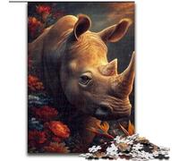 Puzzles pour Adultes 1000 pièces Puzzle Mystérieux Rhinocéros, Jeux éducatifs Décoration d'intérieur Convient pour la décoration de Bureau (Taille 26x38cm)