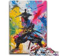 Puzzles pour Adultes 1000 pièces Puzzle Ninja Samouraï Peinture à l'huile Jouets Jeux éducatifs Soulagement du Stress Convient pour la décoration de Bureau 50x75cm