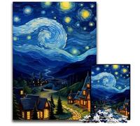 Puzzles pour Adultes 1000 pièces Puzzle Nuit étoilée Van Gogh Puzzle Jouets éducatifs d'apprentissage, est idéal comme Cadeau pour Toute la Famille à partir de 14 Ans 26X38CM