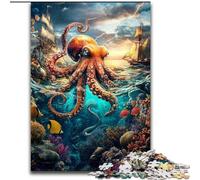 Puzzles pour Adultes 1000 pièces Puzzle Ocean Octopus, pour Jeu éducatif Défi Jouet Améliorer la mémoire pour Les 14 Ans (Taille 50x75cm)