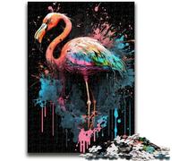 Puzzles pour Adultes 1000 pièces Puzzle Paintsplash Flamingo Jeu éducatif Familial Offrez des Cadeaux pour Toute la Famille à partir de 14 Ans 50x75cm