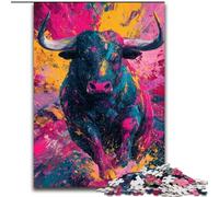 Puzzles pour Adultes 1000 pièces Puzzle Peinture de Taureau, Jeu Familial Anti-Stress Défi Difficile Une œuvre d'art pour Les 14 Ans et Plus (Taille 26x38cm)