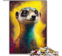 Puzzles pour Adultes 1000 pièces Puzzle Peinture Suricate Fabriqué en Carton, Cadeau Parfait pour Les Anniversaires, Noël, Halloween, Thanksgiving, Pâques 1000 pièces(26x38cm)