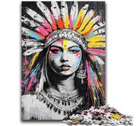 Puzzles pour Adultes 1000 pièces Puzzle Princesse Indienne Graffiti Aide Le Cerveau à exercer Jouets addictifs pour cultiver la Patience Décoration Parfaite 26x38cm