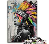 Puzzles pour Adultes 1000 pièces Puzzle Princesse Indienne Graffiti Jouets Jeux éducatifs Soulagement du Stress Convient pour la décoration de Bureau 50x75cm