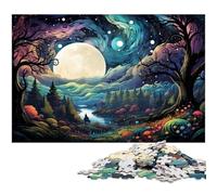 Puzzles pour Adultes 1000 pièces Puzzle psychédélique coloré et Mystique de Lune Arc-en-Ciel Jouets décoration intérieure et Cadeaux Uniques adaptés aux Adolescents de 14 Ans et 1000 pièces(38x26cm)