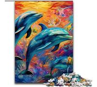 Puzzles pour Adultes, 1000 pièces, Puzzle psychédélique de Dauphins, Jeu pour Adultes, Cadeau, Jeu interactif Familial, défi cérébral, Cadeau (Taille : 26x38cm)