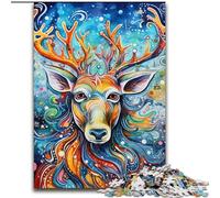 Puzzles pour Adultes 1000 pièces, Puzzle psychédélique en Forme de Renne, Jeu décoratif Stimulant pour Le Cerveau, Jouet interactif Familial (Taille : 50x75cm)
