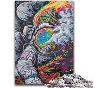 Puzzles pour Adultes 1000 pièces Puzzle psychédélique Fumée Astronaute Jouets Jeux éducatifs Soulagement du Stress Convient pour la décoration de Bureau 50x75cm