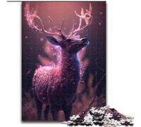 Puzzles pour Adultes 1000 pièces Puzzle Rose Fantaisie cerf Lumineux en Carton, Cadeau Parfait pour Les Anniversaires, Noël, Halloween, Thanksgiving, Pâques 1000 pièces(26x38cm)