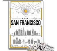 Puzzles pour Adultes 1000 pièces Puzzle San Francisco Californie Jeu de Quiz Idéal comme Cadeau pour Toute la Famille (38x52cm) 1000pcs