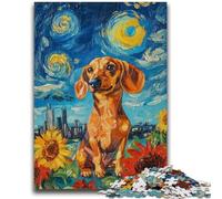 Puzzles pour Adultes 1000 pièces Puzzle Teckel Ciel Nocturne Jeu éducatif Familial Offrez des Cadeaux pour Toute la Famille à partir de 14 Ans 50x75cm