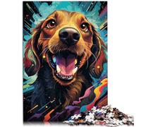 Puzzles pour Adultes 1000 pièces Puzzle Teckel Illustration 26x38cm Jeu Familial Soulagement du Stress Défi Difficile pour Les Adolescents de 14 Ans et Plus