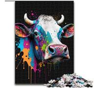 Puzzles pour Adultes 1000 pièces Puzzle têtes de Vache colorées Parfait pour s'amuser en Famille à Noël, Thanksgiving, Anniversaires et Pâques (Taille : 50x75cm)