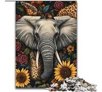 Puzzles pour Adultes 1000 pièces, Puzzle Tournesol éléphant, Jeu d'activités familiales pour Adolescents, décoration d'intérieur DIY, Cadeau Casse-tête (Taille 26x38cm)