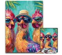 Puzzles pour Adultes 1000 pièces Puzzle Trois Poulets Puzzle Éducatif, pour Toute la Famille 14 Ans et Plus 50x75cm