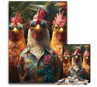 Puzzles pour Adultes 1000 pièces Puzzle Trois Poulets Puzzles en Bois pour la décoration intérieure, Divertissement en Famille, 14 Ans et Plus 50x75cm