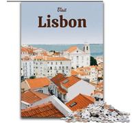 Puzzles pour Adultes 1000 pièces Puzzle Visite Lisbonne Quiz Game pour est idéal comme Cadeau pour Toute la Famille (50x75cm) 1000pcs