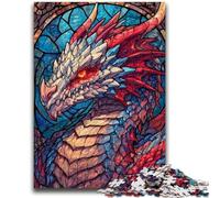 Puzzles pour Adultes 1000 pièces Puzzle Vitrail Dragon Jouets Jeux éducatifs Soulagement du Stress Convient pour la décoration de Bureau 26x38cm