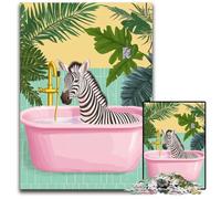 Puzzles pour Adultes 1000 pièces Puzzle Zèbre dans la Baignoire Puzzles en Carton pour la décoration intérieure, Divertissement en Famille, 14 Ans et Plus 26x38cm