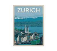 Puzzles pour Adultes, 1000 Pièces Puzzles，Affiche de Zurich，Jeu De Puzzle Oeuvre pour Adultes Adolescents Jouant À La Maison Divertissement Jouets Décor À La Maison（75x50cm）-BL52