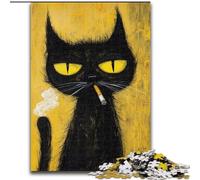 Puzzles pour Adultes 1000 pièces Puzzles artistiques Abstraits de Chat Noir pour Adultes 50X75CM Idéal pour Le Plaisir en Famille, la détente et Les Cadeaux de Vacances