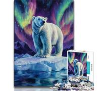 Puzzles pour Adultes 1000 pièces Puzzles Aurora Polar Bear, Design Dynamique et Unique Expérience de Puzzle relaxante et stimulante (Taille 75x50cm)