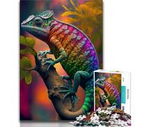 Puzzles pour Adultes 1000 pièces, Puzzles caméléon Abstrait pour Adolescents, avec Affiche et fiche de Questions-réponses pour Les 14 Ans et Plus (Taille 38x26cm)