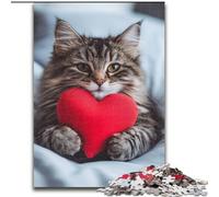 Puzzles pour Adultes 1000 pièces Puzzles Chat Heureux en Bois Un Casse-tête Stimulant pour Les Adolescents, Parfait pour la décoration intérieure ou comme Cadeau Taille 50X75CM