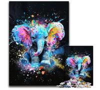 Puzzles pour Adultes 1000 pièces, Puzzles colorés pour bébés éléphants, Casse-tête, Jeu pour Adultes, activité Interactive familiale 50x75cm/19,68x29,52 Pouces