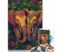 Puzzles pour Adultes 1000 pièces Puzzles d'animaux fantastiques Éléphants, Design Vibrant et Unique Expérience de Puzzle relaxante et stimulante (Taille 75x50cm)
