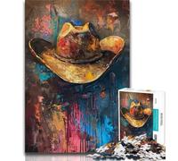 Puzzles pour Adultes 1000 pièces Puzzles de Chapeau de Cow-Boy pour Adultes, Anti-Stress Staycation Kill Time Améliorer l'amour Entre Les Couples (Taille 38x26cm)