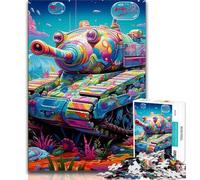 Puzzles pour Adultes 1000 pièces Puzzles de Chars colorés pour Adolescents Staycation Kill Time avec pièces entièrement emboîtables de Formes aléatoires 38x26cm