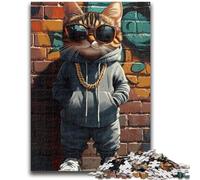 Puzzles pour Adultes 1000 pièces, Puzzles de Chats des Rues, Jouets de Jeu stimulants, décoration Murale, Cadeaux d'anniversaire et de Noël Uniques 38x26cm