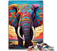 Puzzles pour Adultes 1000 pièces, Puzzles d'éléphants colorés pour Adolescents, à Offrir en Cadeau à Toute la Famille à partir de 14 Ans (50x75cm)