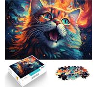 Puzzles pour Adultes 1000 pièces Puzzles Dessin de Chat coloré Jeu intellectuel 26x38cm est idéal comme Cadeau pour Toute la Famille