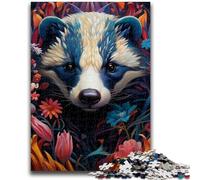 Puzzles pour Adultes 1000 pièces, Puzzles Difficiles à Fleurs de Blaireau à Miel, Jeu Familial éducatif, idéal pour la décoration de Bureau (26x38cm)